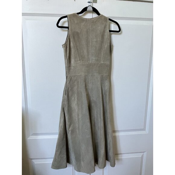 Y2K Danier Suede Leather Dress Womens 4 Tan Vintage 2000s Biker Stitching - Picture 6 of 14